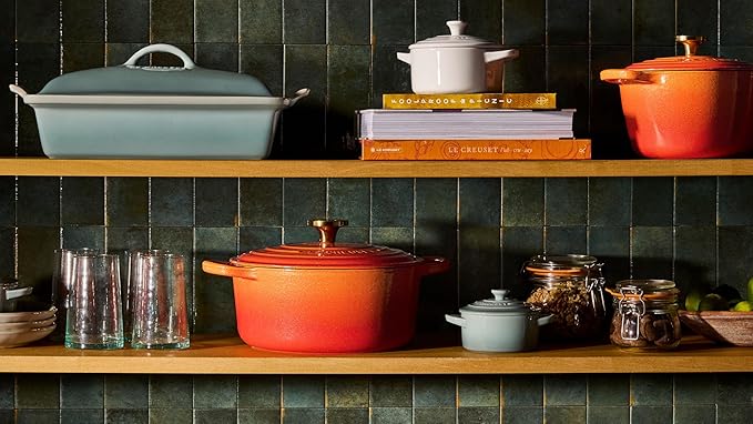 Le Creuset Enameled Cast Iron Signature Round Dutch Oven, 7.25 qt., Flamme Doree with Crucible Knob