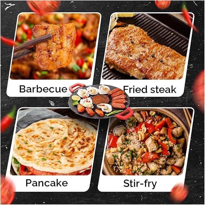 Non-Stick Electric Indoor Grill Pan 36cm, Smokeless Korean BBQ Grill with Adjustable Temperature, Portable Electric Griddle for Steak, Seafood, Vegetables, 700W Powerful Heating, Easy to Clean(28 Cm)
