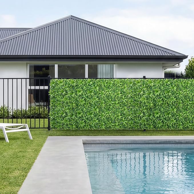 VEVOR Artificial Plant Wall, 40 x 120 in Artificial Boxwood Panels, Sun Protection Greenery Backdrop Privacy Hedge Fence, Fake Grass Screen for Wedding, Indoor, Outdoor Garden, Backyard,Mixed Leaf