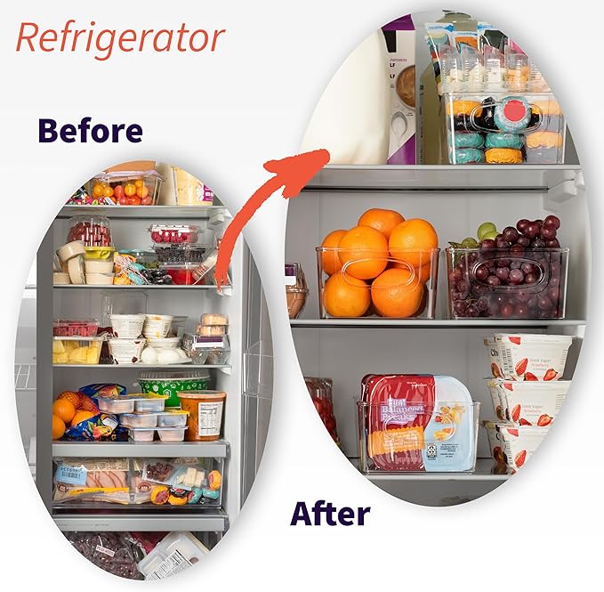 ClearSpace Plastic Pantry Bins with Removable Dividers - Kitchen Storage and Organization (4 Pack)