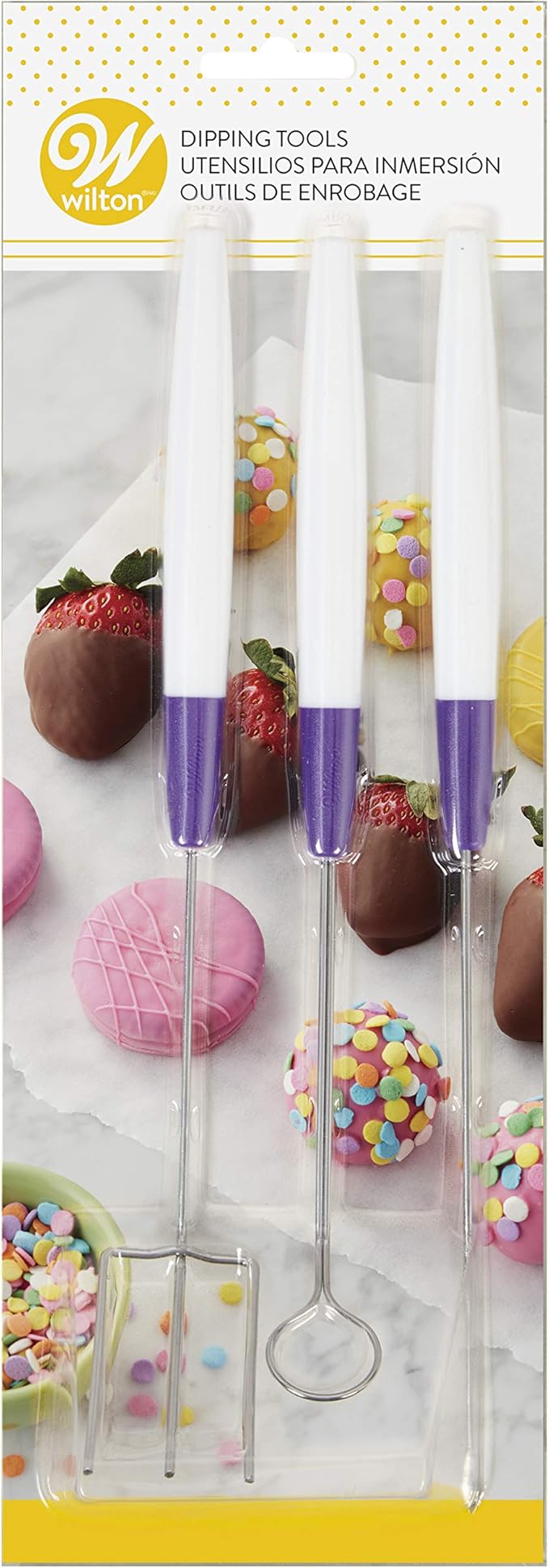 Wilton Candy Melts Candy Dipping Tool Set, Ideal for Strawberries, Cake Pops, Pretzels or Marshmallows, Includes 3-Prong Fork, Cradling Spoon and Spear, Tools Only, Candy Melts Not Included