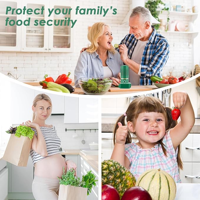 Cudinham Fruit and Vegetable Purifier Cleaner Washing Machine Capsule Shape Disinfection OH-ion Purification Technology for Cleaning Veggie Grains Rice Meat Seafood, Green