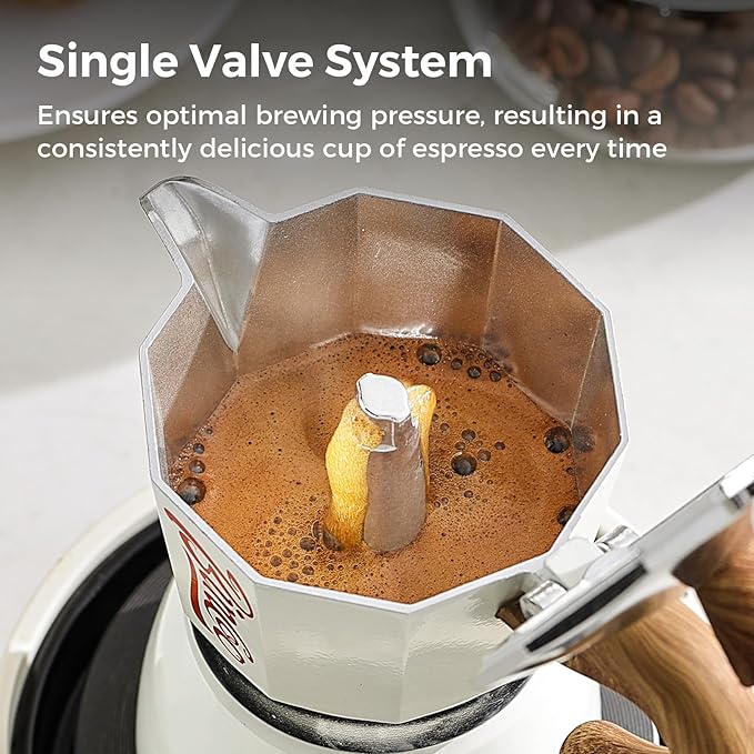 Espresso Maker Stovetop, Moka Pot 3 Cups, Espresso Pot Classic Italian Coffee Maker,Single Safety Valve (Blue, 3 Cup)