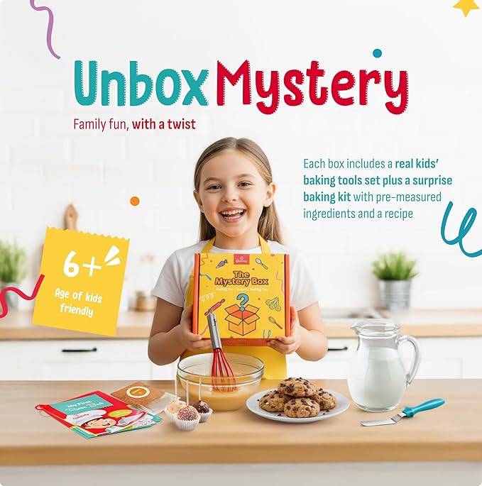 Baketivity Mystery Box – Real Cooking Utensils for Children – Safe, Durable, and Fun Kitchen Accessories – Gift for Young Chefs