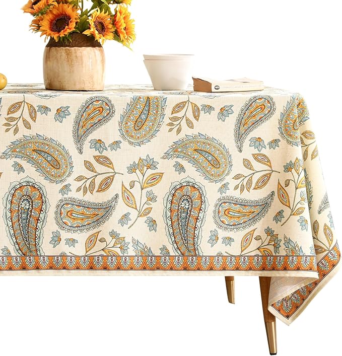 patdrea Designer Vintage Floral Tablecloth for Square Table,Linen Breathable Durable French Table Cloth,Durable Cover for Kitchen Dining,Christmas,Thanksgiving,Tea Party,67"x67"-Lysaniya