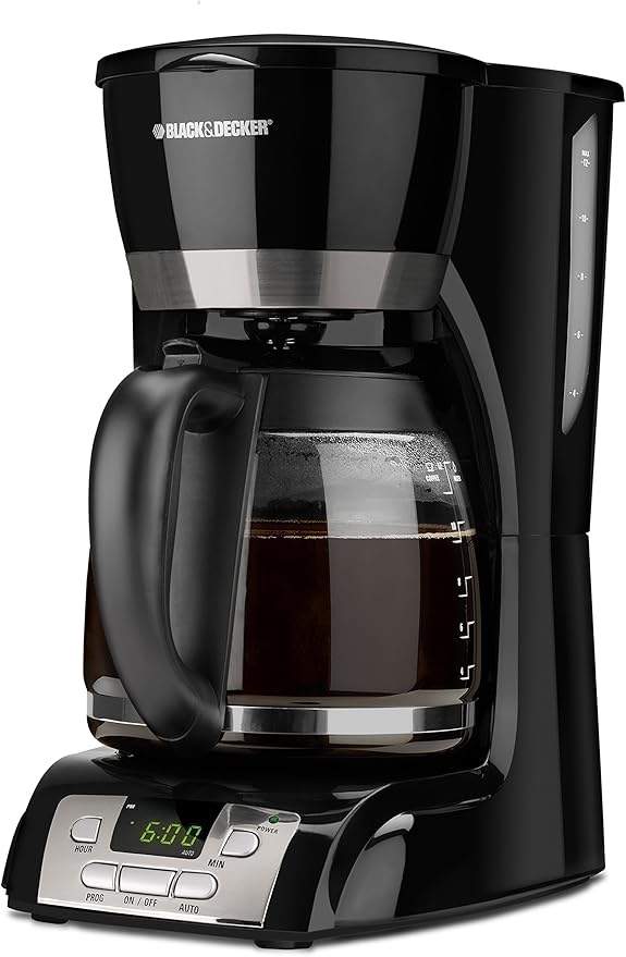 BLACK+DECKER 12-Cup Programmable Coffeemaker, Black with Stainless Steel Accents, DCM2160B