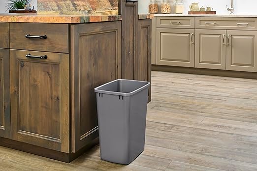 Rev-A-Shelf Polymer Replacement 35 Quart Trash Bin Recycle Waste Garbage Container for Kitchen Cabinet Pullouts, Silver, 2 Pack, RV-35-17-2