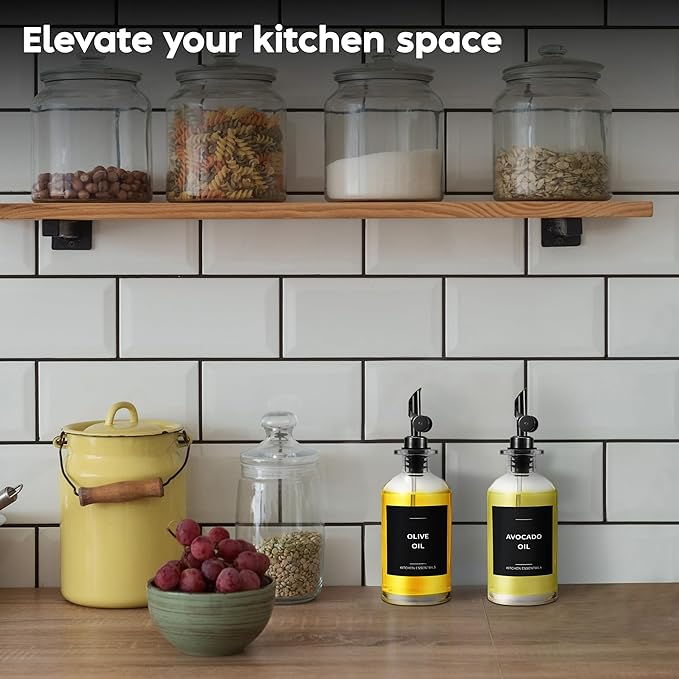 Spaceneat Olive Oil Dispenser Bottle for Kitchen & Coffee Syrup Dispenser Bundle, Black
