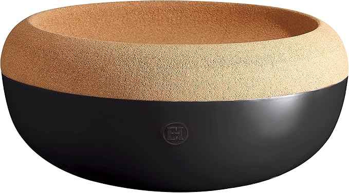 Emile Henry Made in France Large Fruit & Vegetable Storage Pantry Bowl, 14.1 inch diameter, Black Truffle