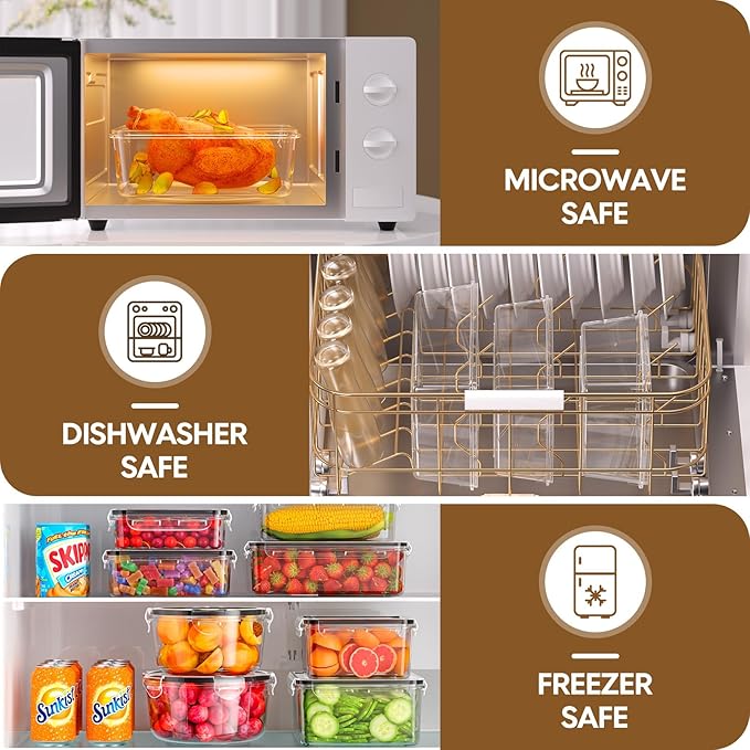 60 PCS Food Storage Containers with Lids Airtight (30 Containers & 30 Lids), 100% Leak Proof Meal Prep Container for Kitchen, BPA-Free Plastic(Polypropylene5), Microwave/Dishwasher Safe, Labels & Pen