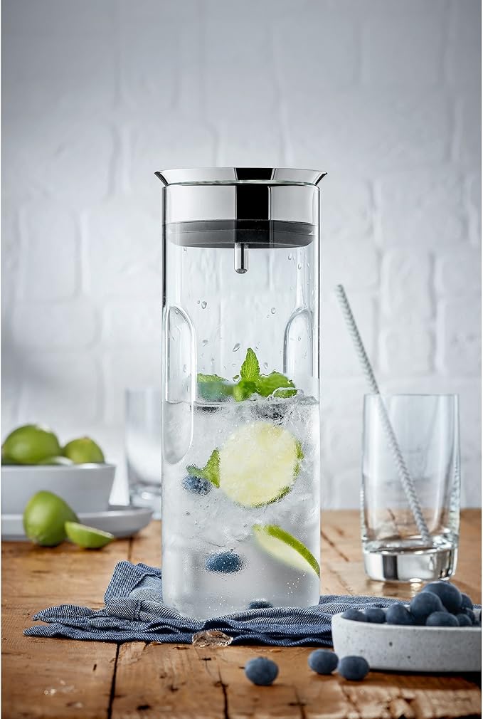WMF Motion Replacement Glass Without Lid 0.8 Litre Glass Carafe for Water, Dishwasher Safe, Silver, 33.5 x 14 x 13.5 cm