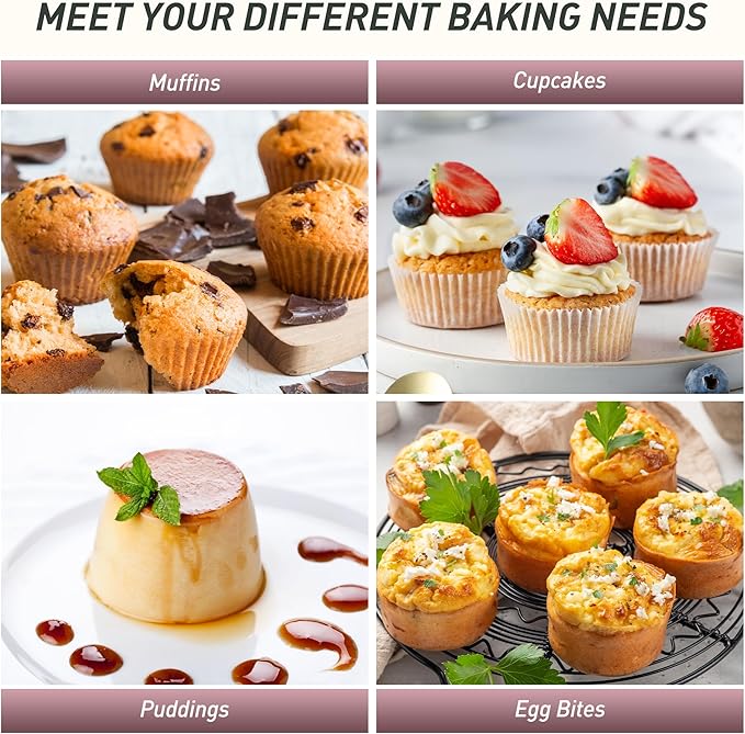 2 Pack 6 Cups Jumbo Muffin Pan with Metal Reinforced Frame Silicone Molds Egg Bites Silicone Circle Cookie Molds Extra Large Muffin Tin Jumbo Tart Pans Baking Sheet Set for Sandwiches