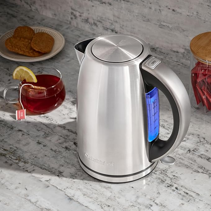 Cuisinart 1.7-Liter Electric Kettle, Cordless Electric Tea Kettle, 1500-Watts for Fast Heat-Up of Water, Stay Cool Nonslip Handle, Auto Shutoff, Removable Filter, JK-17P1, Stainless Steel
