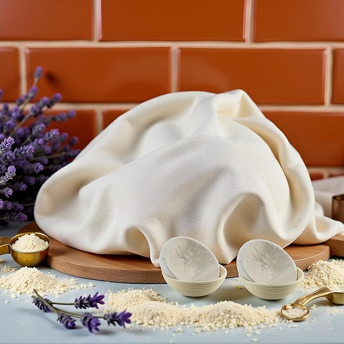 2Pcs 9 Inch Proofing Bread Basket Cloth,Round Cloth Baking Supplies Bread, Reusable Breathable Liner Cotton Flax Banneton Proofing Bread Cloths, Baking Tools and Accessories for Kitchen and Dining