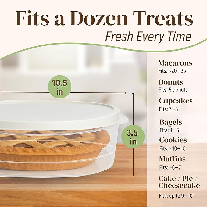 Evelots 2-Pack 10-Inch Airtight Food Storage Container with Lid - Portable Carrier for Pies, Cakes, Cupcakes & More - BPA-Free Clear Plastic - Secure & Easy Transport