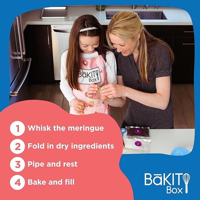 BāKIT Box Gluten-Free Macaron Baking Kit for Kids – Make Rosette French Macarons with Chocolate Buttercream – DIY Gluten-Free Dessert Kit with Pre-Measured Ingredients – STEM Activity for Girls & Boys