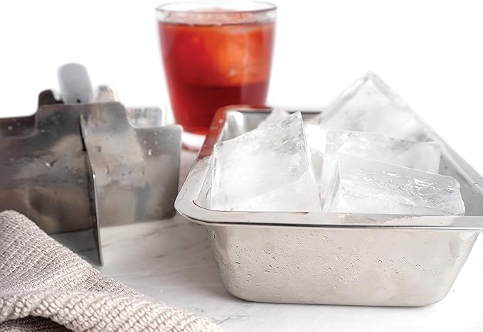 RSVP International Endurance Cocktail Collection, Retro Ice Cube Tray, Stainless Steel, Dishwasher Safe, 7.25x5x2.5"