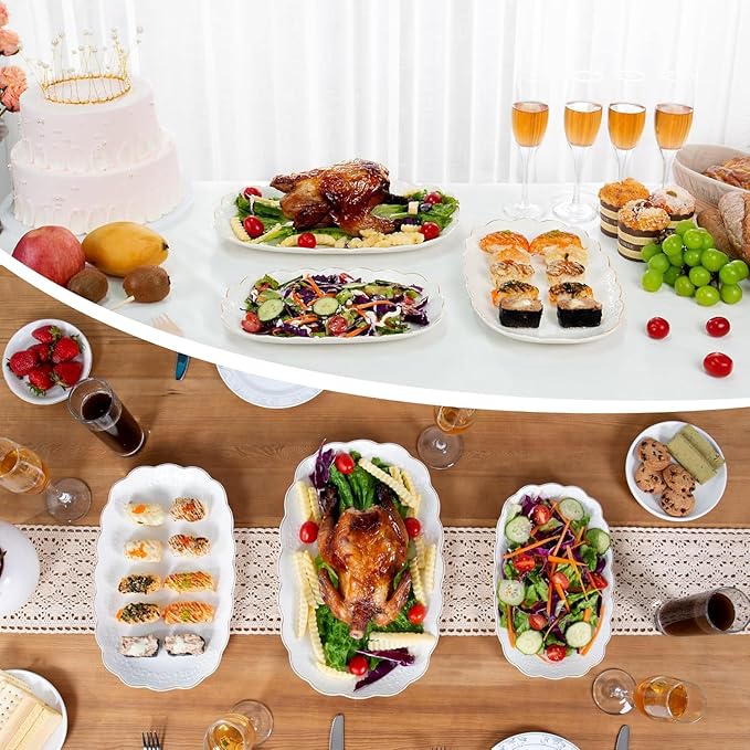 Kassel Ceramic Serving Platter Set | 16”/14”/12” Oval Serving Trays for Entertaining at Parties and Weddings | Oven Safe Extra Large Serving Trays for Tacos, Steak, and Cake