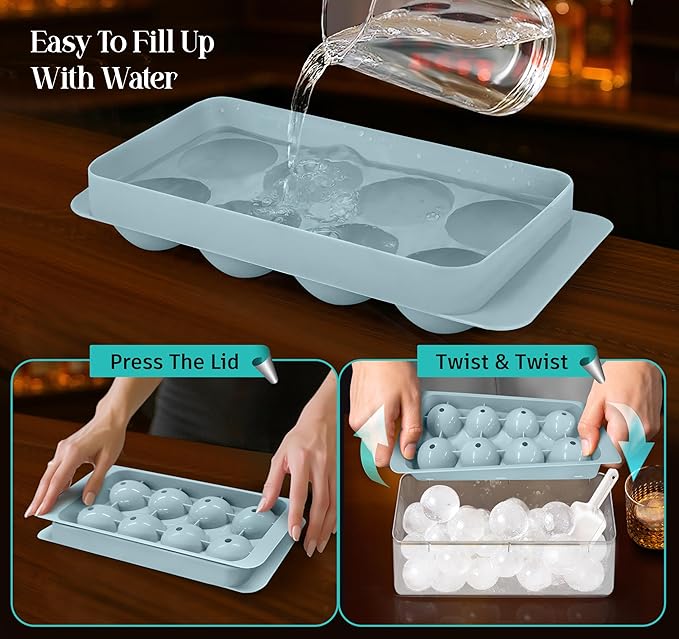 Mini Ice Cube Tray Set & 8 Cicles Ice Trays Set - 7 Trays, 2 Bins, 2 Scoops, 2 Tongs & 4 Straws