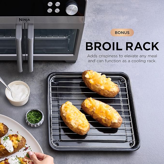 Ninja | French Door Premier | Air Fryer, Convection Oven, Toaster | 5-qt Air Fry Basket, Sheet Pan, Wire Rack, Broil Rack | PFAS-free Cooking Surface, Dishwasher-safe Accessories | FO101 (NEW)