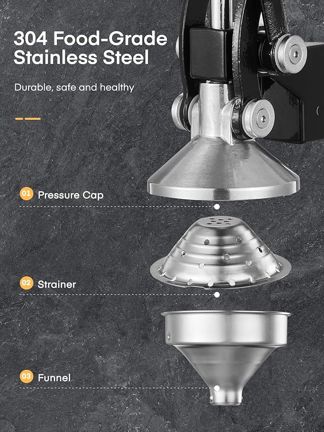 FOHERE Orange Juicer Squeezer, Cast Iron Lemon Squeezer, Commercial Citrus Juicer Hand Press for Orange, Lemon, Pomegranate, Grapefruit, Easy to Clean Citrus Squeezer with a Stainless Steel Cup
