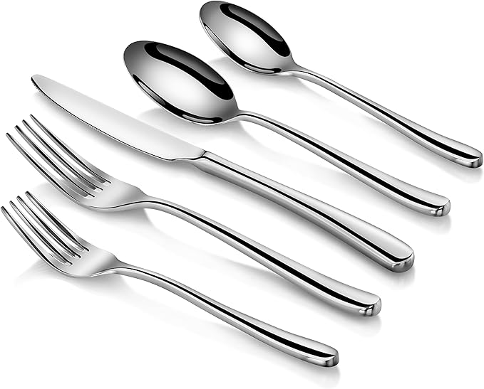 Artaste 56525 Rain II Forged 18/10 Stainless Steel Flatware 20 Piece Set, Service for 4, Silver