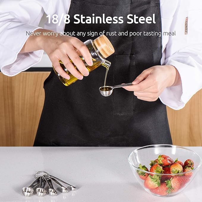 U-Taste 18/8 Stainless Steel Measuring Spoons Set of 7 and Measuring Cup Set of 7 for Dry and Liquid Ingredient with Engraved Measurement