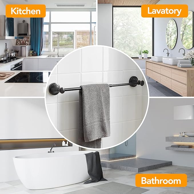 BESy Adjustable Bronze 16 to 26 Inch Bath Towel Bar Rack for Bathroom Towel Holder, Wall Mounted Towel Bar Rod Hanger Bathroom Hardware Accessories Hotel Style, Stainless Steel, Oil Rubbed Bronze