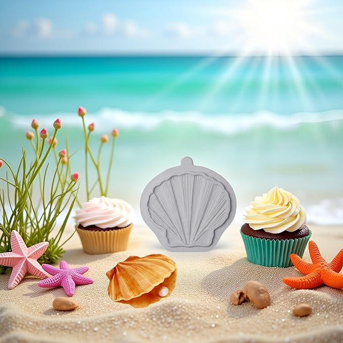 Gray Clam Shell Fondant Silicone Molds For Cake Decorating Cupcake Topper Candy Chocolate Gum Paste Polymer Clay Fondant and Gum Paste Molds Pastry and Baking Molds