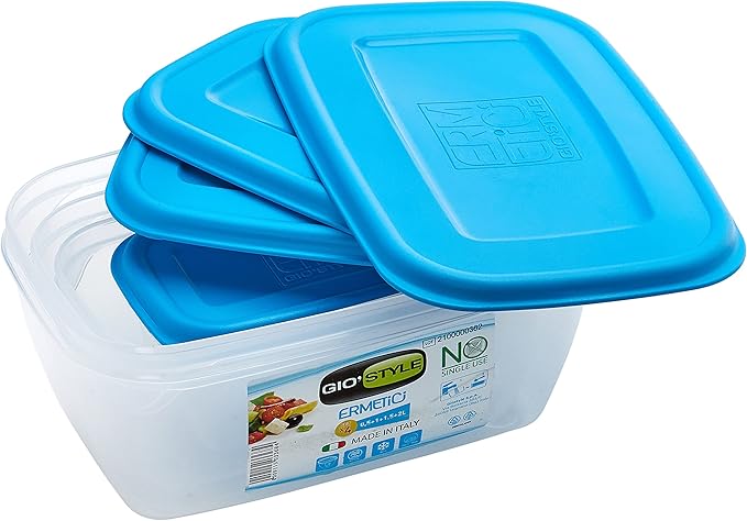 giòstyle Set of 4 Rectangular Containers Blue