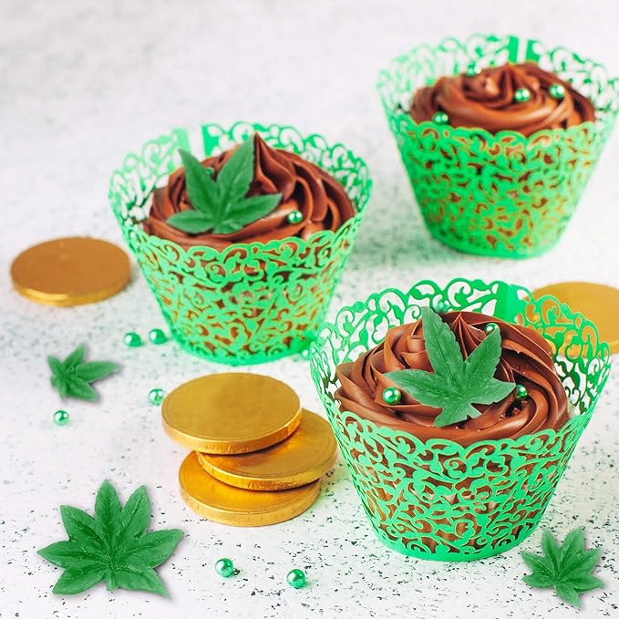 2 Pieces Weed Leaf Cake Fondant Mold Pot Leaves Silicone Mold for Weed Leaf Theme Cake Decoration, Chocolate Candy Polymer Clay Cookie Sugar Craft (Rose Red)