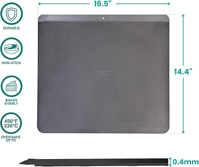 Baker's Secret 1pc Insulated Cookie Sheet Cookie Tray 16" x 14", Carbon Steel Insulated Double Wall, for Baking Roasting Cooking, Dishwasher Safe Home Baking Supplies PFOA, PFOS, PFAS, PTFE free