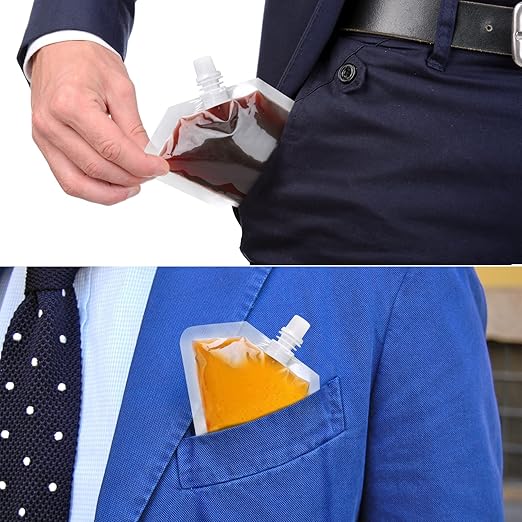 24 Pcs Plastic Flasks, 8 Oz Concealable and Reusable Drink Pouches, Leak-Proof Food Grade Plastic for Travel (8OZ-24PCS +3 Funnels)