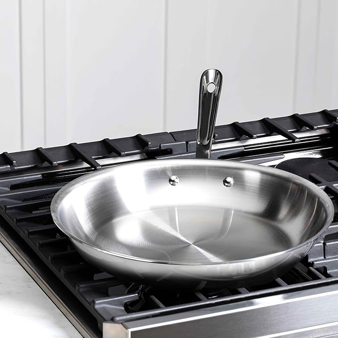 All Clad- D3 12-inch Stainless Steel Frying Pan- 3-Ply Made in USA Cookware-Built to Outlast since 1971- Oven Safe- Induction Compatible