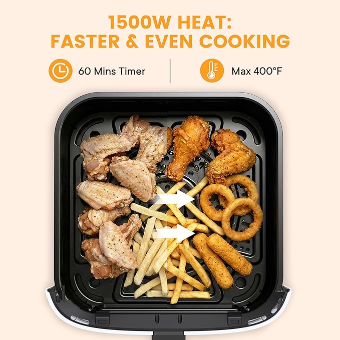 Sweetcrispy Air Fryer 4 Quart with Window, 1500W Digital Airfryer with 8 Presets, 60-Min Timer, Max 400°F, Auto Shut Off & Nonstick Dishwasher Safe Basket, Shake Reminder for Small Kitchen