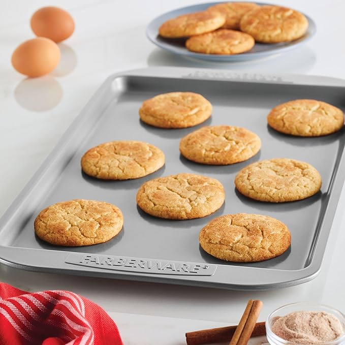 Farberware Nonstick Bakeware 3-Piece Cookie Pan Set, Gray