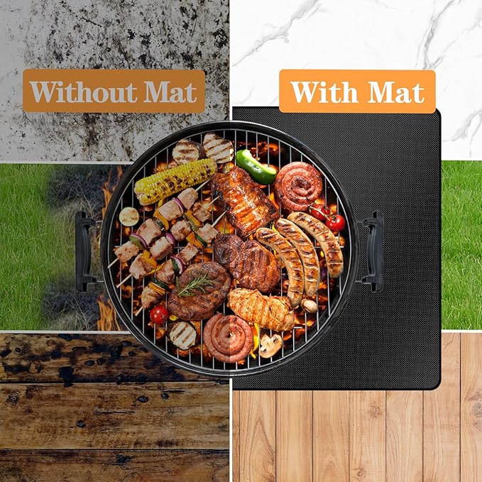 76X48in Grill Mats for Outdoor Grill,Fits Most Grills, Smokers, Griddles and Outdoor Charcoal, Flat Top,Deck and Patio Protector