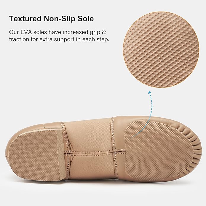 Stelle Jazz Shoes for Women Men Leather Upper Slip-on Dance Shoes Unisex