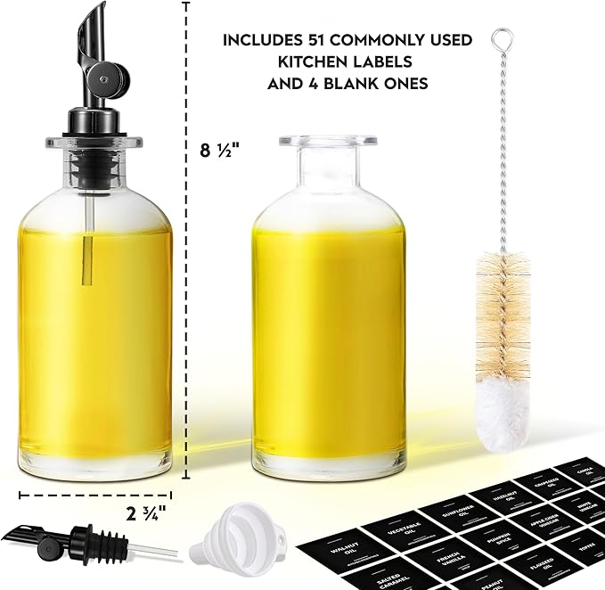 Spaceneat Olive Oil Dispenser Bottle for Kitchen & Coffee Syrup Dispenser Bundle, Black