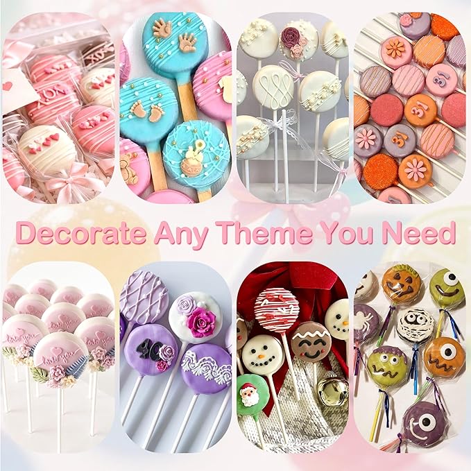 Round Cake Pop Mold Set with 50PCS Sticks Bags Ties,1.75 Inch Cake Pop Cutter and Pusher,Dishwasher Safe Baking Molds for Birthday Wedding Kids Party Desserts-Pink
