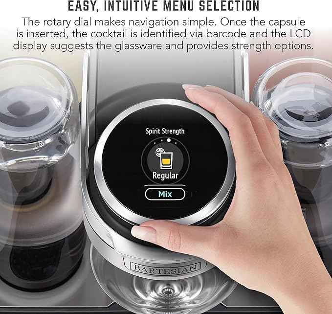 Bartesian Professional Cocktail Machine and Margarita Maker - High Capacity Bar Cocktail Mixer with 5 Premium Glass Bottles for Parties and Entertaining - Push-Button Technology and Easy Clean Design
