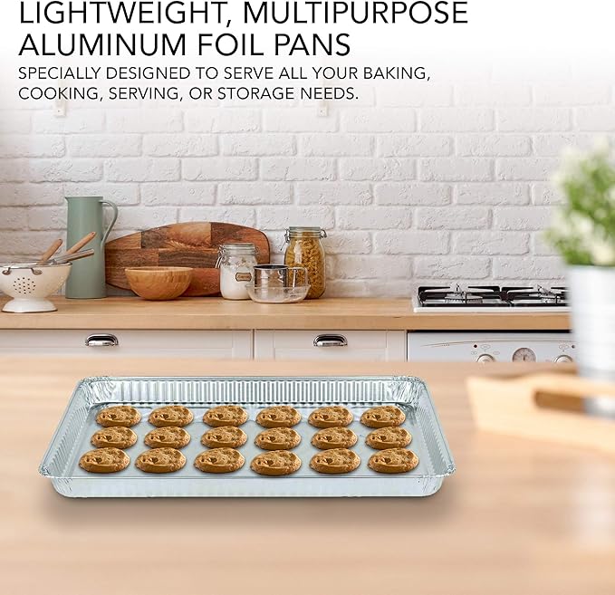 Stock Your Home Aluminum Pans - 15 Pack Disposable Aluminum Foil Trays - Reusable Nonstick Baking Sheets - 16 Inch x 11 Inch