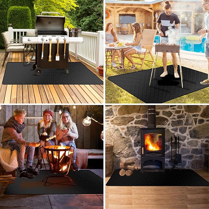 76X48in Grill Mats for Outdoor Grill,Fits Most Grills, Smokers, Griddles and Outdoor Charcoal, Flat Top,Deck and Patio Protector