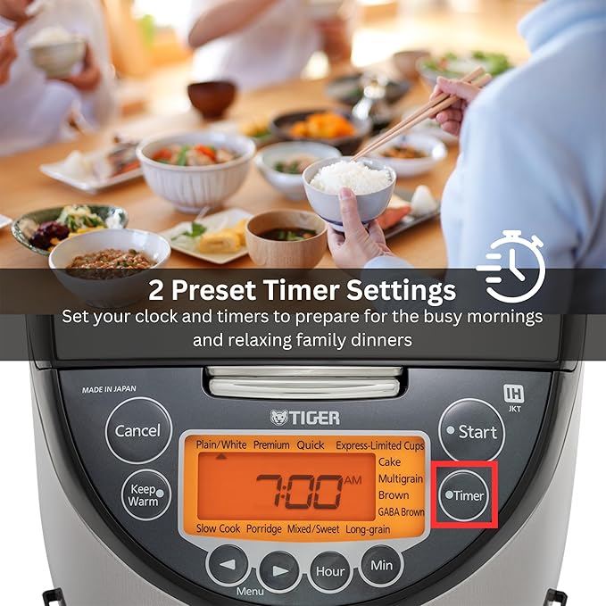 Tiger JKT-D Multi-Functional Induction Heating (IH) Electric Rice Cooker with 12 Cooking Settings (Silver Black)