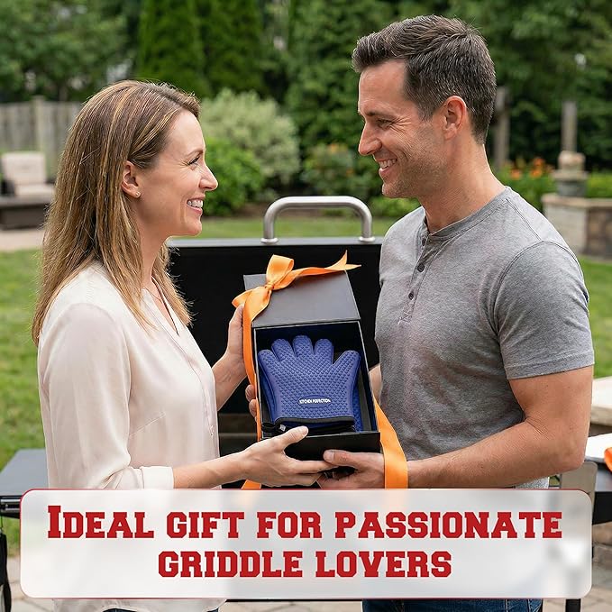 KITCHEN PERFECTION Silicone Oven & Griddle Gloves -Extreme Heat Resistant BBQ & Grilling Gloves -Handle Hot Food Right on Your Griddle |Waterproof Oven Mitts Grill Gloves |Superior Set+3 Bonuses