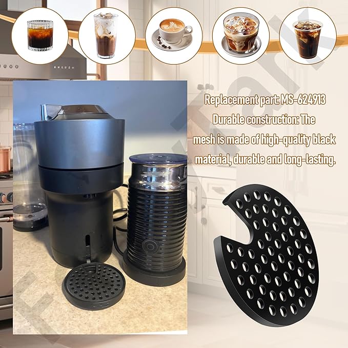 MS-624913 Grid for Coffee Maker, Black, ms 624913 Drip Tray Grid Cup Mug Rest for Krups Nespresso Vertuo Next, Nexpresso Vertuo Next Grinder