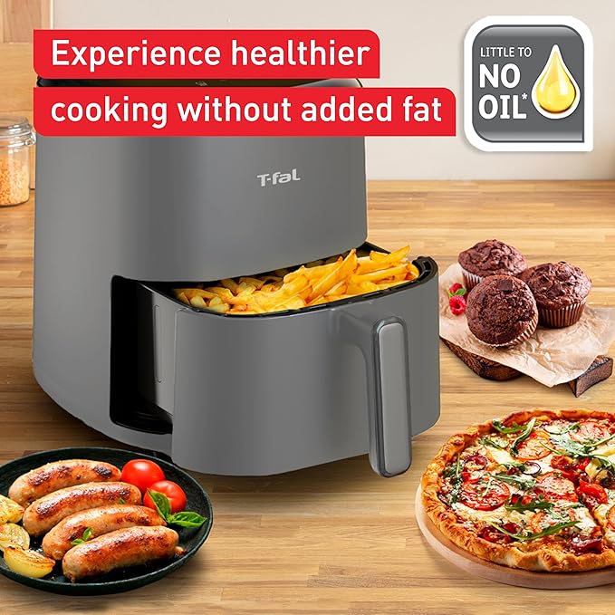 T-fal Easy Fry Max 5.3 qt Digital Air Fryer: 10 Versatile Cooking Programs, Intuitive Touchscreen, Dishwasher-Safe Basket, Fast and Healthy Cooking for Crispy Delicious Results, Grey