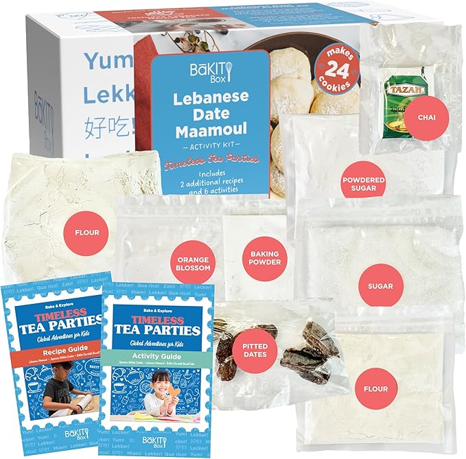 BāKIT Box Maamoul Cookie Baking Kit for Kids – Make Lebanese Date-Filled Cookies + Learn Culture – Printed Recipe & Activity Guides – Educational STEM Gift