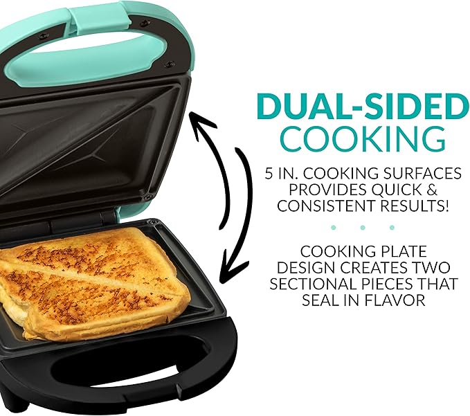Nostalgia MyMini Personal Sandwich Maker, Nonstick Panini Press, Pizza Pockets, Quesadillas, Mint Green