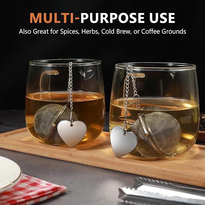 Tea Infuser for Loose Leaf Tea 2 Pack – 2" 304 Stainless Steel Tea Strainer Ball with Bonus Tea Scoop Clip – Extra Fine Mesh, Rustproof, Easy to Clean – DIKSEFN